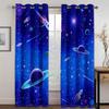3D Modern Blue Planet Night Sky Galactic Star Aliens Child 2Pieces Free Shipping Shading Window Curtain For Living Room Bedroom