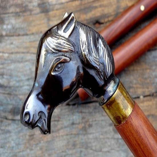 Викторианская цельная антикварная дизайнерская ручка для лошади, винтажная трость