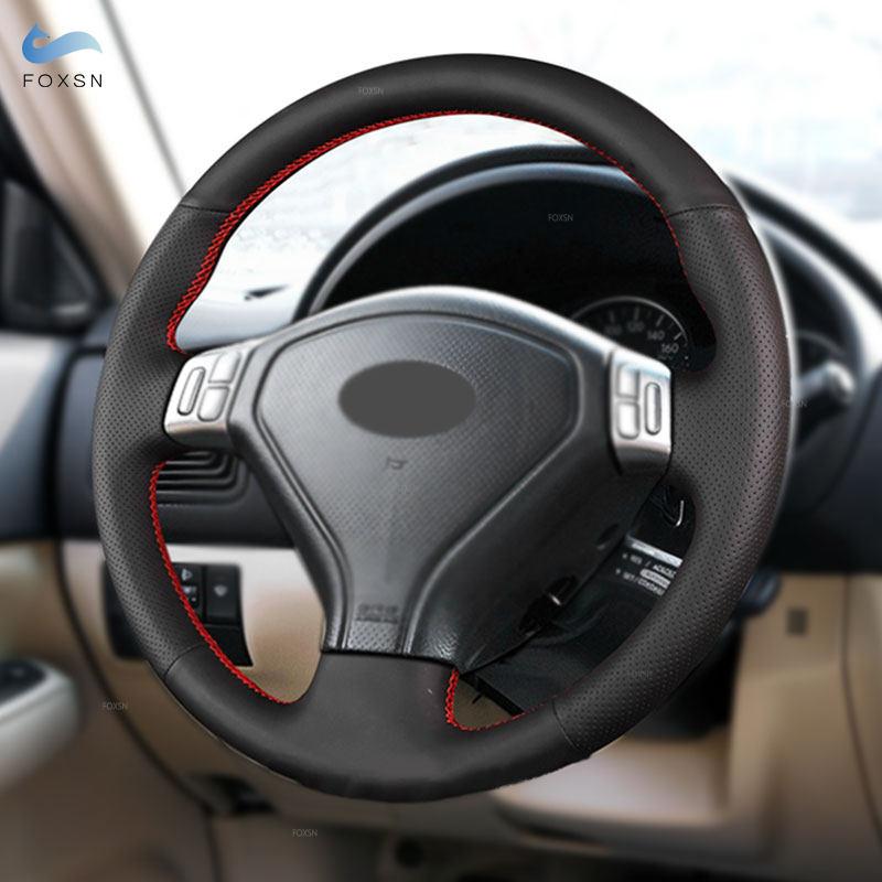 Braids On Steering Wheel For Subaru Forester Outback Legacy 2005 2006 2007 Car Steering Wheel Hand Stitched Leather Cover