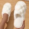 Open Toe Fluffy Home Slippers, Honeycomb Plush Soft Sole Flat Shoes, Women's Indoor Floor Slippers