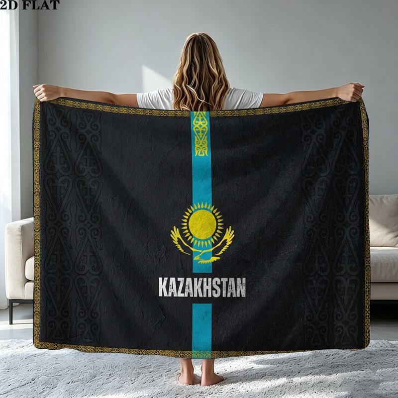 Kazakhstan Print Flannel Blanket High Quality Warm Comfortable Cover for All Seasons Perfect for Gifts Home Decor