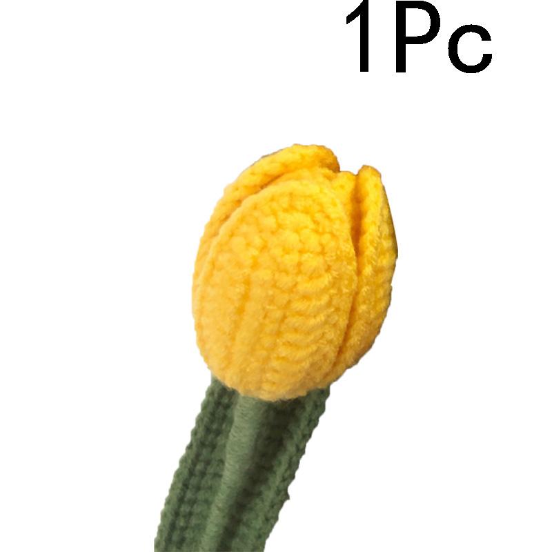 1PC Artificial Tulips Bouquet Home Decor Fake Flower Handmade Hand-Woven Knitted