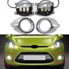 Car Front Bumper Fog Light Cover Grille With Yellow White LED Fog Lamp Assembly Set For Ford Fiesta 2008 2009 2010 2011