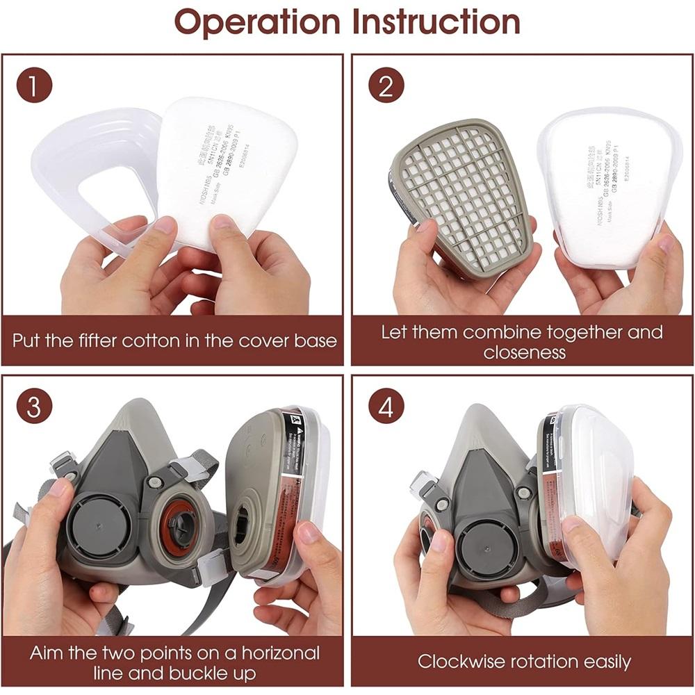 [Респиратор-полумаска] Многоразовая полумаска 6200 Маска для распыления для покраски, химической механической полировки, сварки, столярных работ и другой защиты при работе