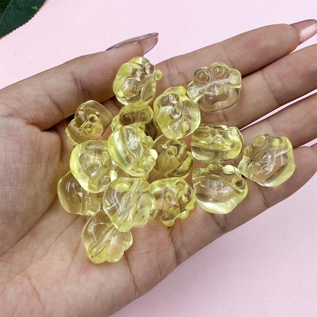 Home Party Supplies Jewelry Crystal Bear Paw Straight Gole Cartoon 30PCS/Bag Beaded Children's Bracelet DIY Transparent Pendant 18 * 17mm