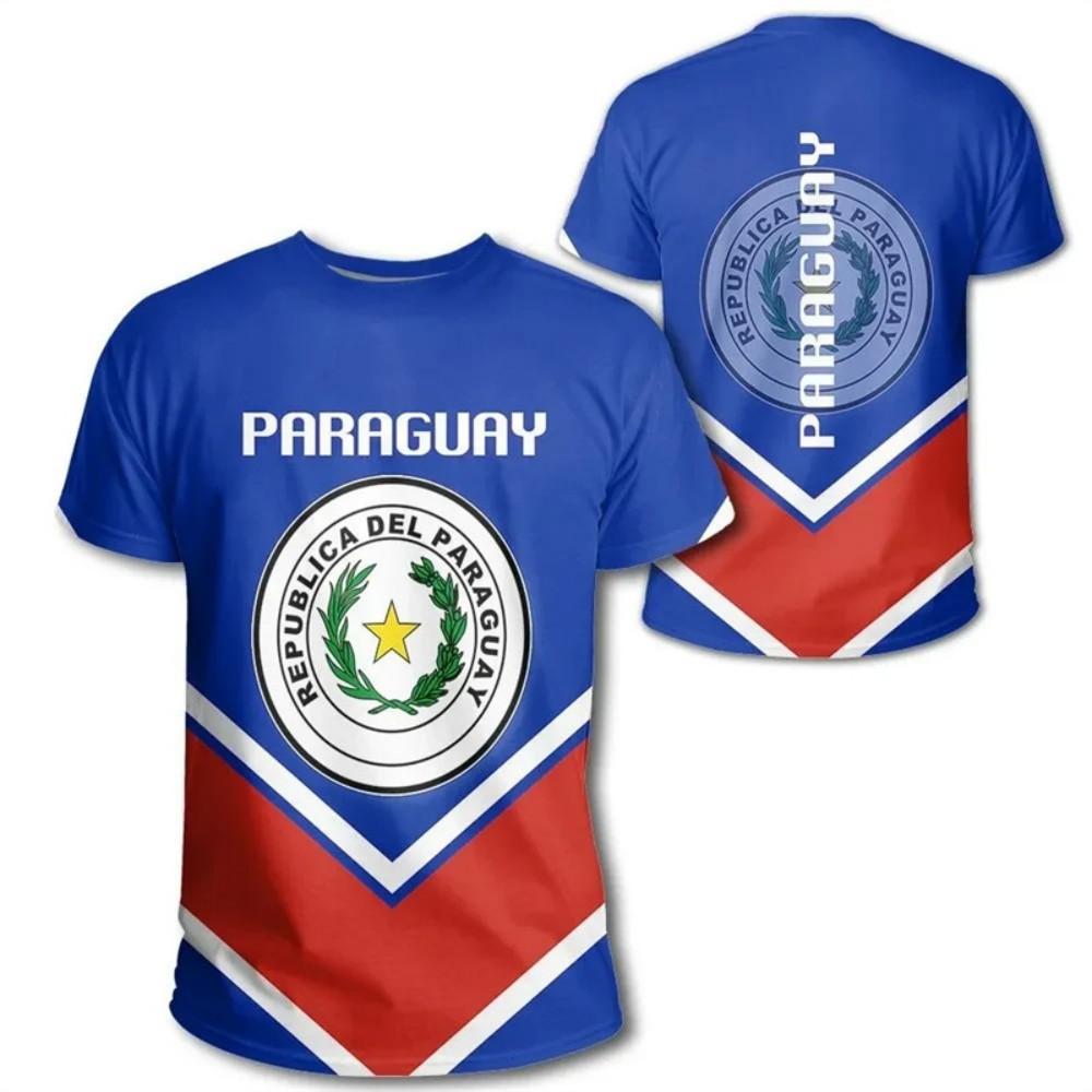 Paraguay Patriotic Polo Shirt, Casual Graphic Short Sleeve Top