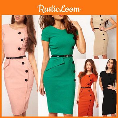 Элегантное женское модное платье с коротким рукавом на пуговицах в винтажном стиле для офиса и повседневной носки