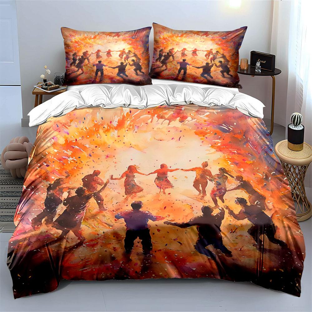 Dance Celebration Art Print Bedding Duvet Cover Set Duvet Cover Pillowcases  (1*Duvet Cover 2*Pillowcases, without duvet insert)