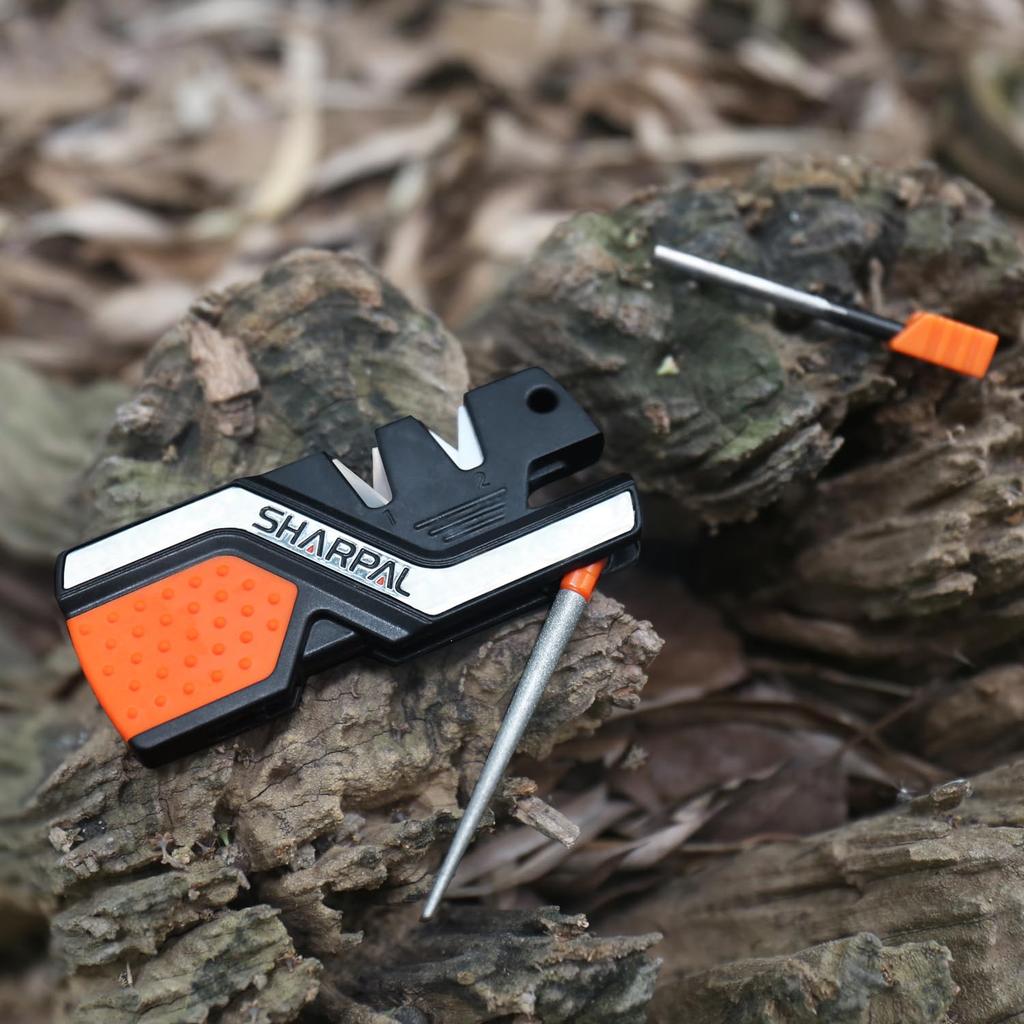 Sharpal 101N Knife Sharpens kitchen and fish Features a diamond sharpener and fine ceramic sharpener for coarse and fine 6-Function Sharpener knives,