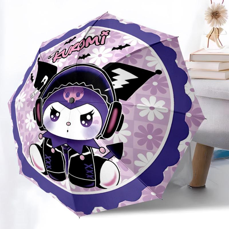 1pc Gothic Kuromi Automatic Open/Close Umbrella - Compact Travel Umbrella with 8-Rib Durable Frame yy251023056