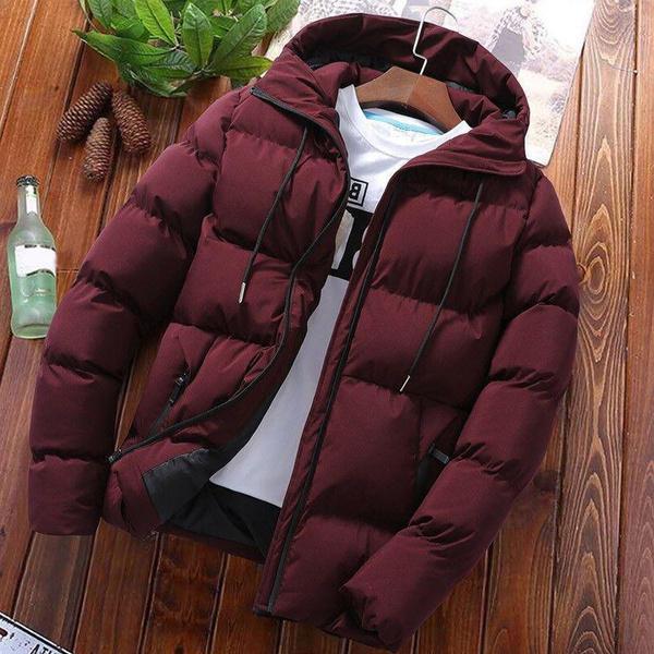 Новое мужское утолщенное теплое хлопковое пальто Зимняя мода с капюшоном на молнии Slim Fit сплошной цвет куртка пальто повседневная мода мужское пальто плюс размер S-5XL