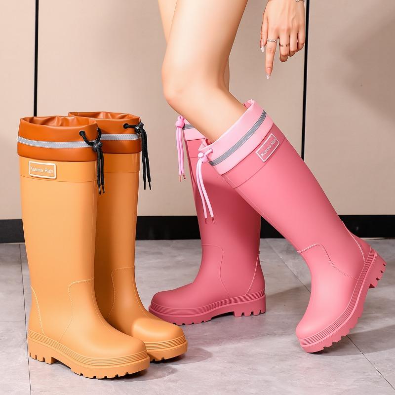 Tall Women's Rain Shoes Anti-splash Bundle Rain Boots Pink Series Height-increasing and Thin Non-slip Rain Boots Waterproof Outdoor Rubber Shoes