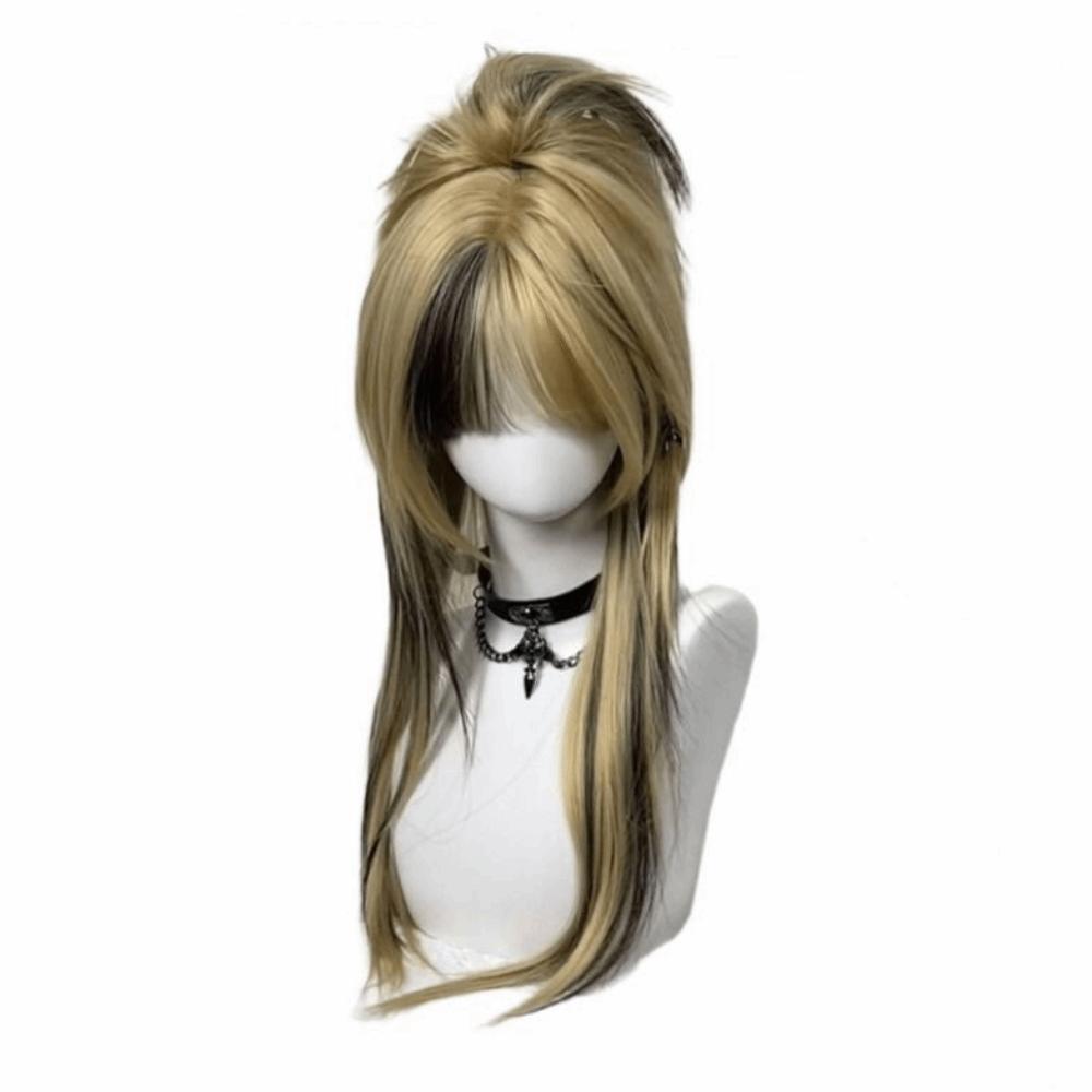 Synthetic Ombre Blonde Black Layered Wig Double Ponytail Cosplay Lolita Wigs Halloween