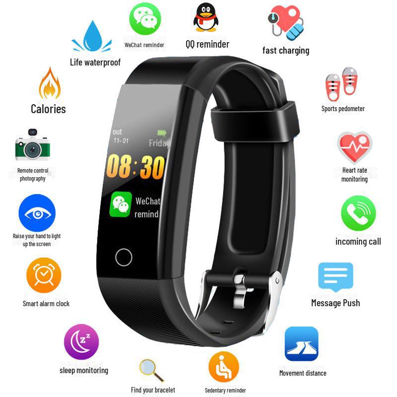 "Smart 115Plus Sports Bracelet: Heart Rate & Blood Pressure Monitor, Color Screen, Pedometer for Men & Women"