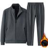 Autumn and Winter Men's Casual Suit Plus Velvet Thickened Thin Sports Jacket Trousers Two-piece Straight