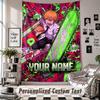 Wall Hanging Tapestry With Custom Name & Text, Chainsaw Man Decorative Tapestry For Bedroom
