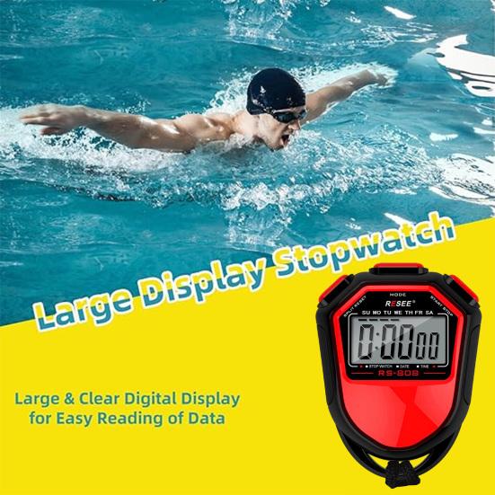 Stopwatch Timer Lightweight Waterproof Digital Display Timer for Sports Coaches Swimming Running Training