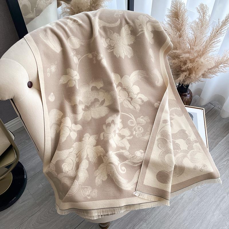 Напечатанный лесной цветной контрастный двухсторонний шарф Зимняя высококачественная теплая шаль для женщин