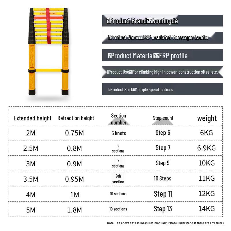 Bo Ming Da Insulated Fiberglass Telescopic Ladder