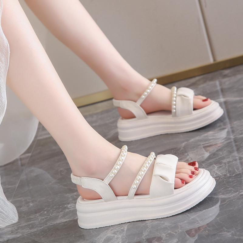 Женские сандалии летние черные уличные нарядные с открытым носком повседневные толстые подошвы на платформе милые сандалии для девочек размера плюс