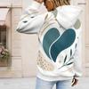 Plus Size Womens White Drawstring Hooded Sweatshirt Long Sleeve Loose Soft Casual Leisure Street Garment