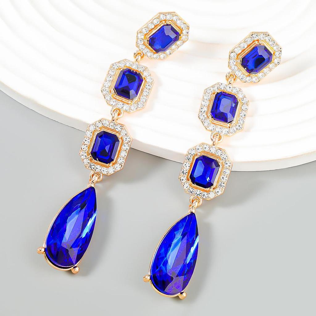 Серьги из цветного геометрического сплава с бриллиантами для женщин в европейском и американском стиле