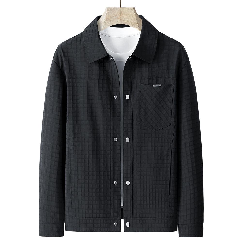 Тонкая куртка мужская весенне-осенняя с лацканами, свободного кроя, большого размера, для среднего и молодого возраста, повседневная рабочая куртка