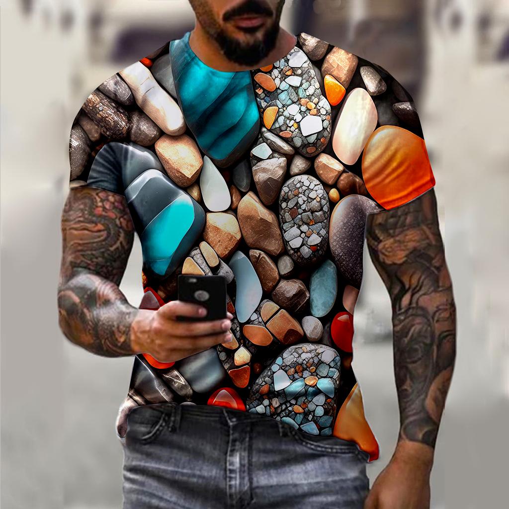 Summer Graphic Casual Short Sleeved T Shirt For Men Oversized Streetwear 3D Digital Printing Large Size Top Tees For Male