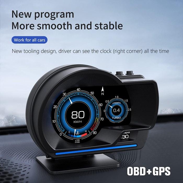 Проекционный дисплей на лобовое стекло автомобиля, OBD-мультиметр, OBD + GPS, Двухсистемный дисплей скорости, времени, температуры охлаждающей жидкости, давления турбонаддува и т. д., Свободное переключение