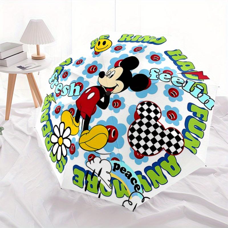 1pc Colorful Mickey Mouse Durable Cartoon Folding Umbrella, Portable 3-Fold Compact Umbrella for Men and Women, Suitable for Travel or Daily
