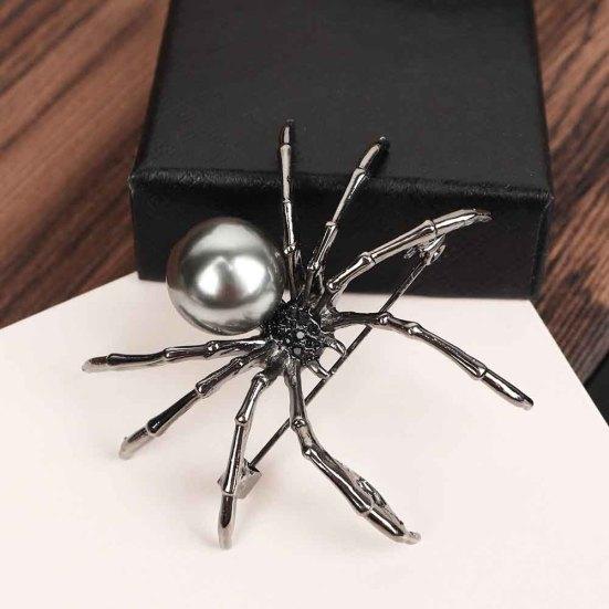 T&T Fashion Women Rhinestone Faux Pearl Spider Brooch Pin Corsage Lapel Jewelry Gift