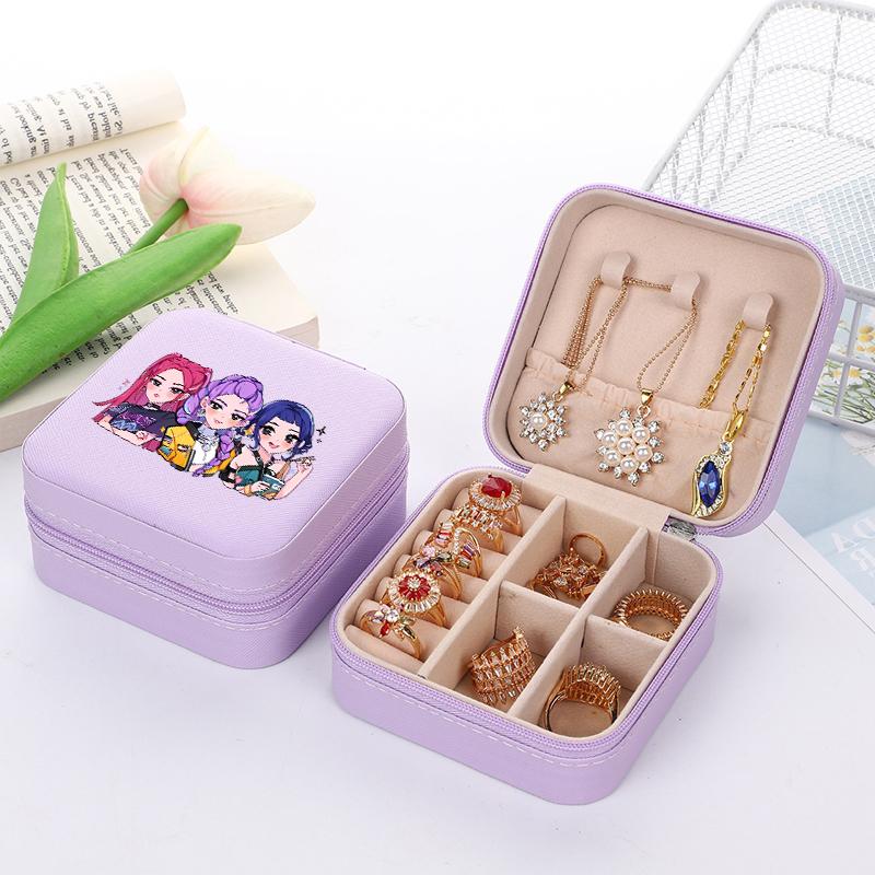 Kpop Demon Hunters Travel Portable Jewelry Storage Box Organizer Jewelry Case Earrings Necklace Ring Jewelry Boxes Birthday Gift