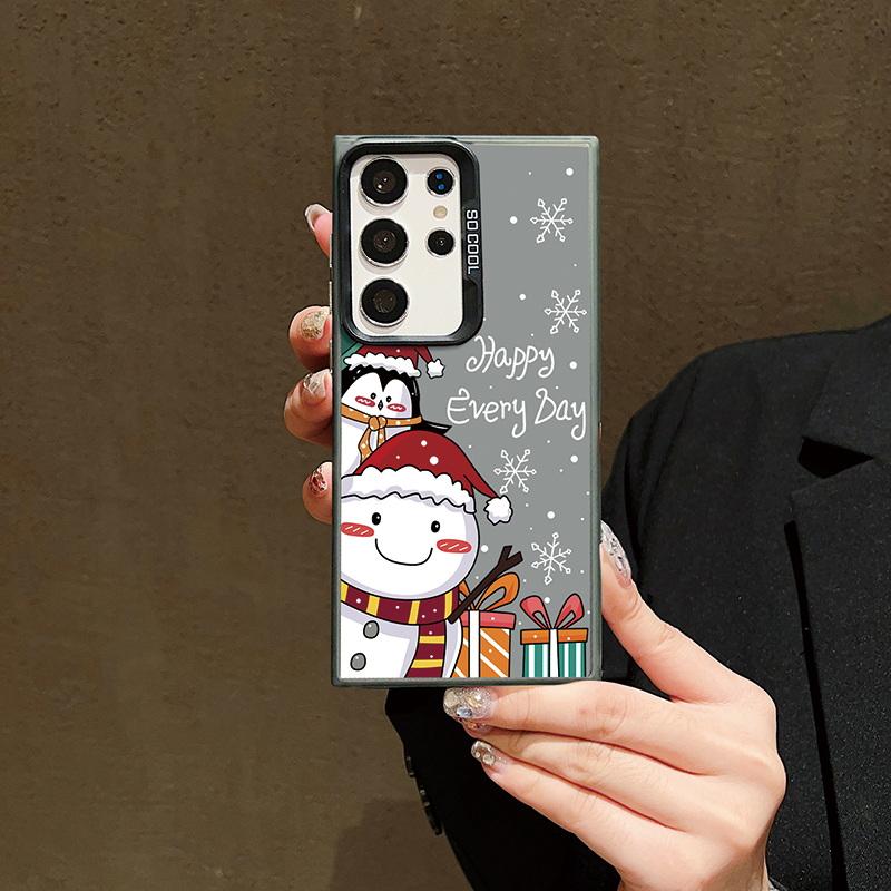 Рождественский лазерный чехол для телефона с астронавтом для iPhone 15 14 Pro Max 13 12 11 Samsung S23 S22 Ultra A54 A53 Противоударный задний чехол с рисунком оленя и Санта-Клауса