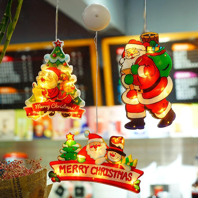 Трансграничное новое светодиодное рождественское украшение, свет Санта-Клауса, снеговика, лося, окна на присоске, свет праздника