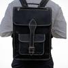Handmade Black Leather Laptop Backpack: Unisex Travel Messenger Bag