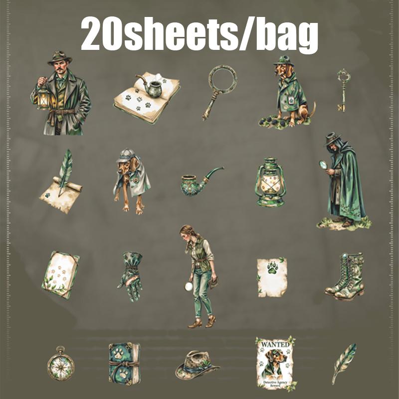 Mr. Paper Scene Character Sticker 20 sheets/pack Detective Showtime Sticker Multi-color Family Handbook Stationery Decoration
