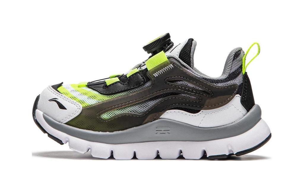 LINING YOUNG Little Aurora Cushioning Rebound Low top Kids' Running Shoes White Black Green Children Aged 3 7 Years Old YKNU090-9