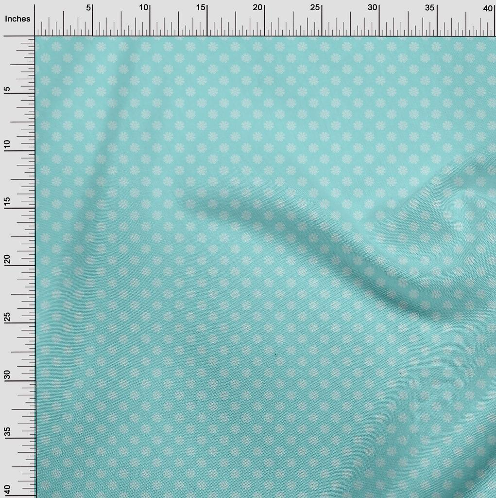 oneOone Cotton Poplin Aqua Blue Fabric Asian Ornamental Diy Clothing Quilting Fabric Print Fabric By Yard 42 Inch