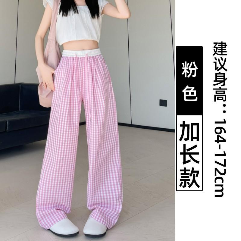 Blue Plaid Pants Children's Spring and Summer New High-waisted Dopamine Yamamoto Pants Small Casual Wide-leg Pants