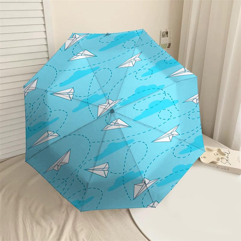 1PC Paper airplanes Clouds Umbrella-9-Rib Reinforced, Automatic Open, Lightweight & Durable, Cute Fashion Accessory for Outdoor-P0764