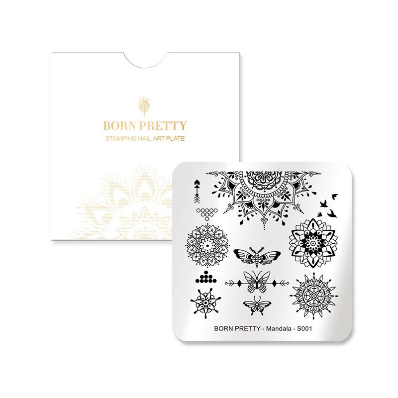 1 шт. BORN PRETTY Mandala Series квадратный шаблон для штамповки ногтей цветочный узор бабочка слон