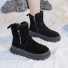 Женские зимние ботинки на толстой платформе, теплые зимние замшевые полусапожки с подкладкой из искусственного меха, удобные женские нескользящие ботинки для ходьбы с боковой молнией