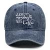 LESS monday MORE Coffee" Print Snapback Baseball Hat, Sports Hat Slouchy Distressed Solid Casual Adjustable Baseball Cap