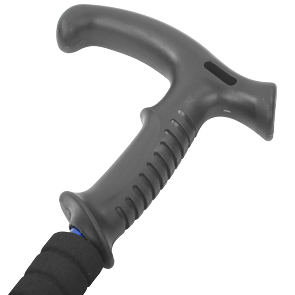 Three Sections Aluminium Alloy Alpenstock Flared Handle Damping Spring Telescopic Trekking Poleblue