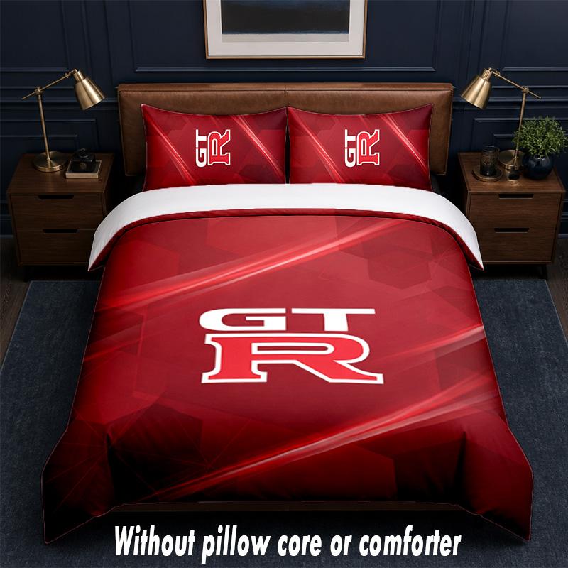 Nissan GT-R Design Bed Bedding Set 1 Duvet Cover + 2 Pillowcases Soft Breathable Household Bed Linens