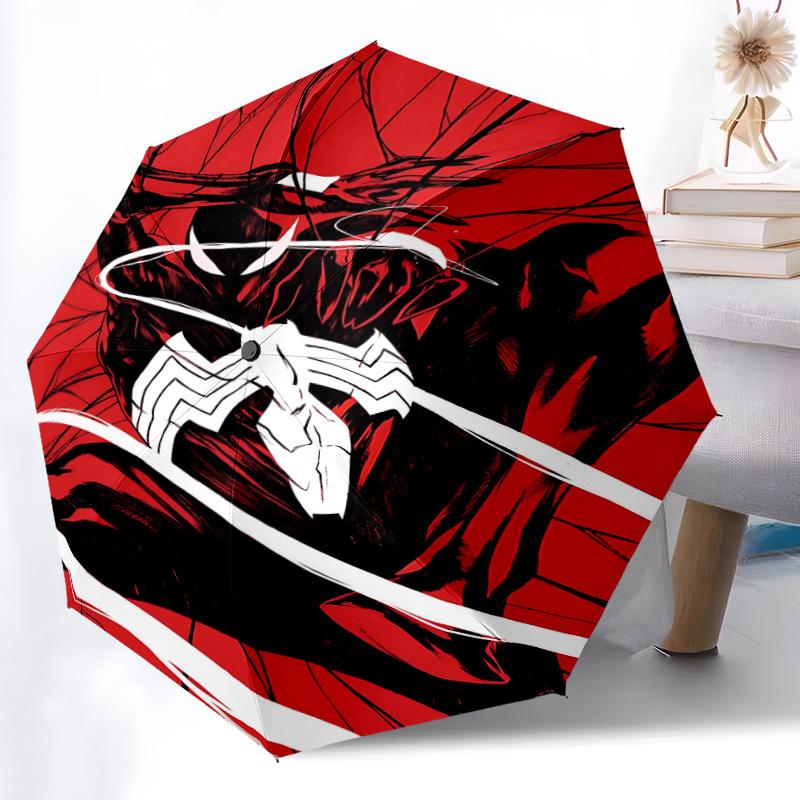 1 шт. Автоматический складной зонт Человек-Паук - Компактный, 8 ребер, Прочный пластик и железо, Для ежедневного использования F104038