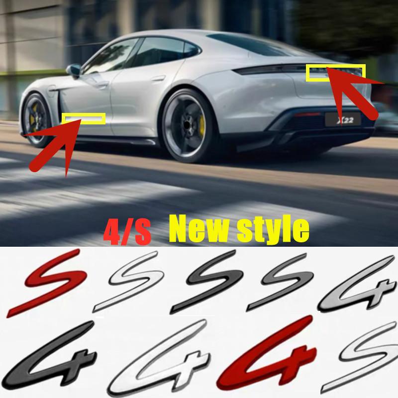 AABKP1 3D New Energy Letters 4 S ABS Letter Rear Tail trunk Decals Emblem Badge Sticker For Porsche 911 992 991 996 997 Macan Taycan