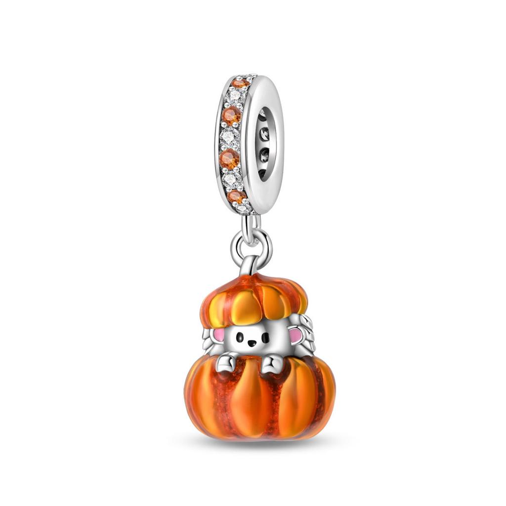 S925 Silver Maple Leaf Owl Squirrel Charm Beaded Bracelet DIY Jewelry Making Accessories
