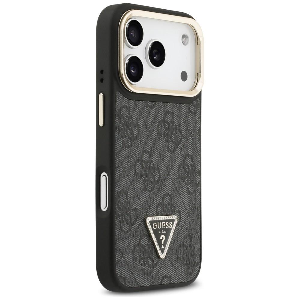 Guess 4G PU Triangle Logo & Stand Camera Magsafe Case for iPhone 17 Pro Black