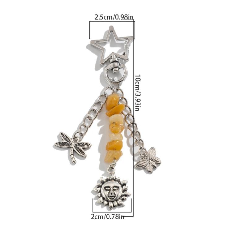 Модный Неправильный Камень Брелок Цветные Бусины Брелок со Звездами Луной Солнцем Подвеска Легкий Ключевой Аксессуар